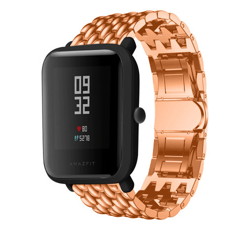 Strap-it® Strap-it Xiaomi Amazfit Bip stalen draak band (rosé goud)
