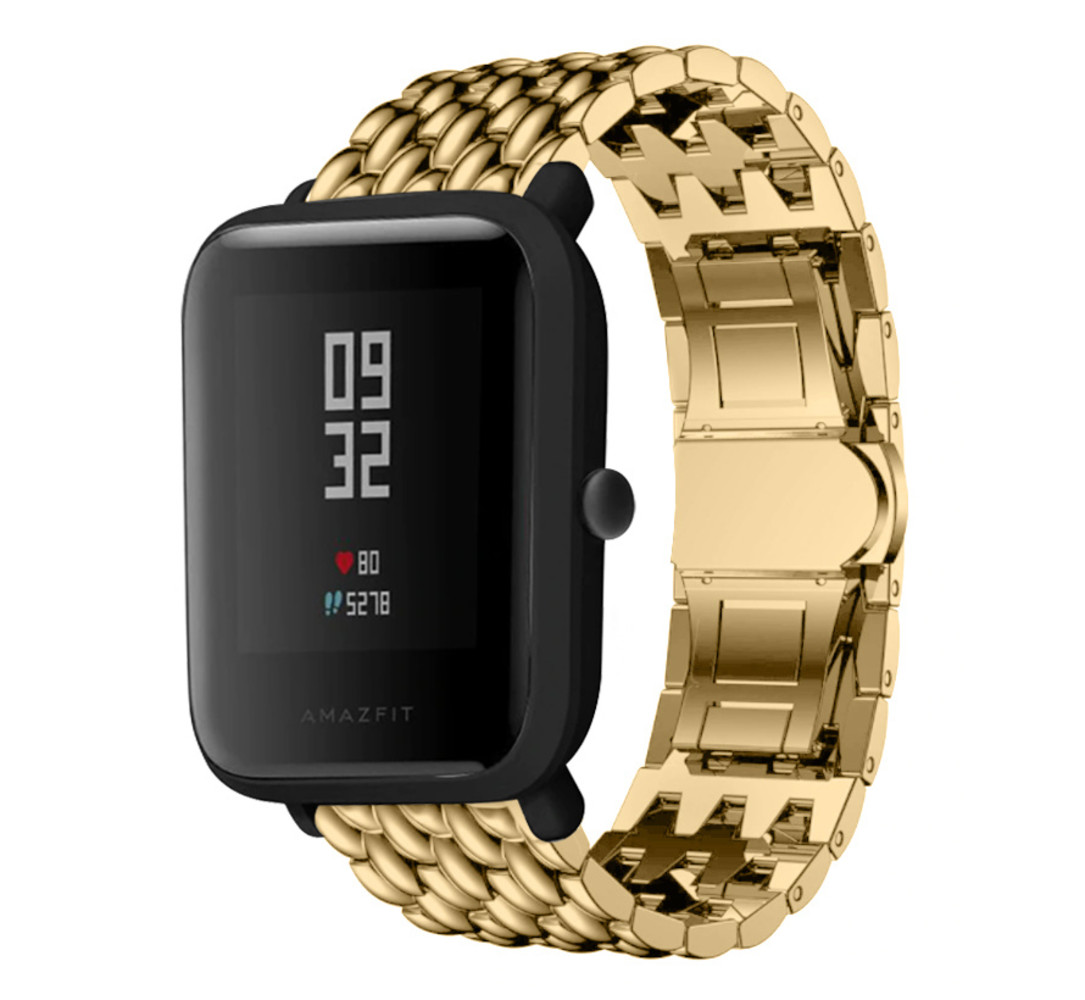 Strap-it® Strap-it Xiaomi Amazfit Bip stalen draak band (goud)