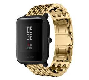 Strap-it® Xiaomi Amazfit Bip stalen draak band (goud)