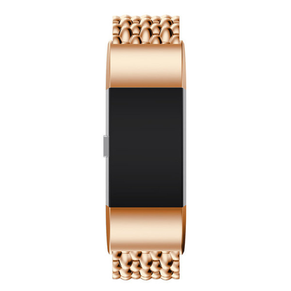 Strap-it® Strap-it Fitbit Charge 3 stalen draak band (rosé goud)