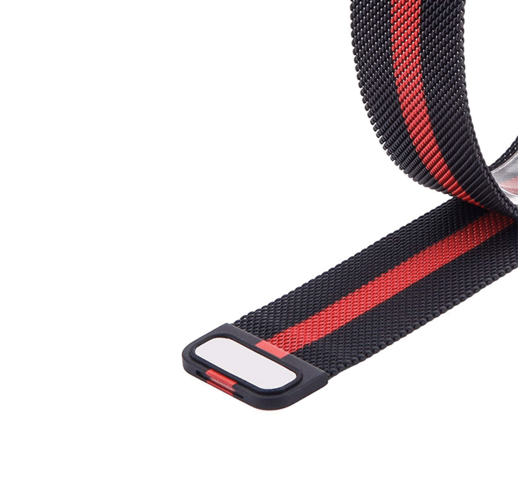 Strap-it® Strap-it Polar Unite Milanese band (zwart/rood) Strap-it® Strap-it Polar Unite Milanese band (zwart/rood)