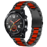 Strap-it® Huawei Watch GT 2 stalen band (zwart/rood)