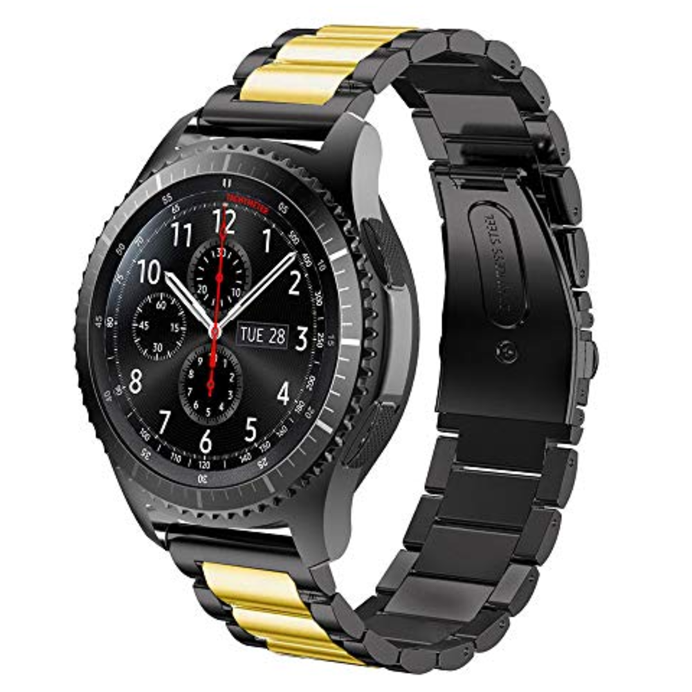Samsung Galaxy Watch stalen band 46mm (zwart/goud) Smartwatchbanden.nl