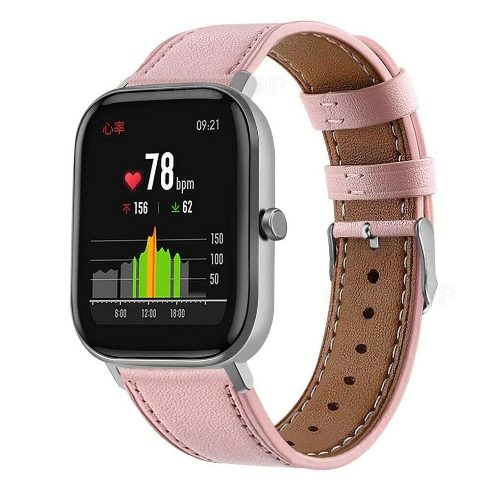 Strap-it® Strap-it Xiaomi Amazfit GTS bandje leer (roze)
