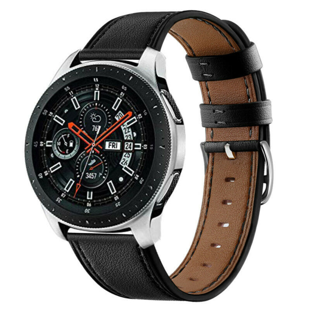 Samsung Galaxy Watch 46mm leren bandje zwart Smartwatchbanden