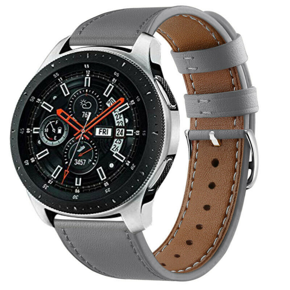 Strap-it® Strap-it Samsung Galaxy Watch 46mm bandje leer (grijs)