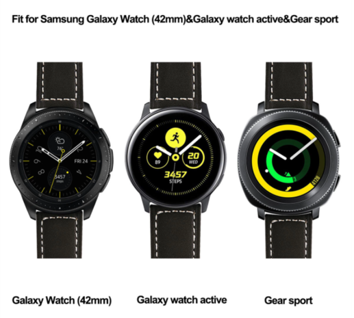 Strap-it® Strap-it Samsung Galaxy Watch active leren bandje (zwart)