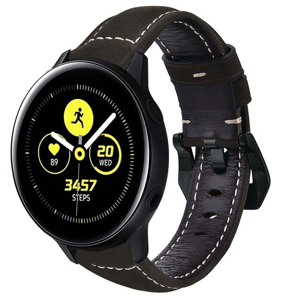 Strap-it® Strap-it Samsung Galaxy Watch active leren bandje (zwart)