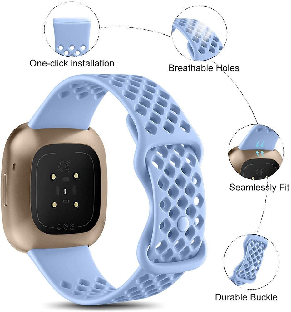 Strap-it® Strap-it Fitbit Sense siliconen bandje met gaatjes (lila)