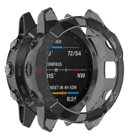 Strap-it® Strap-it Garmin Fenix 6s TPU case (transparant zwart)