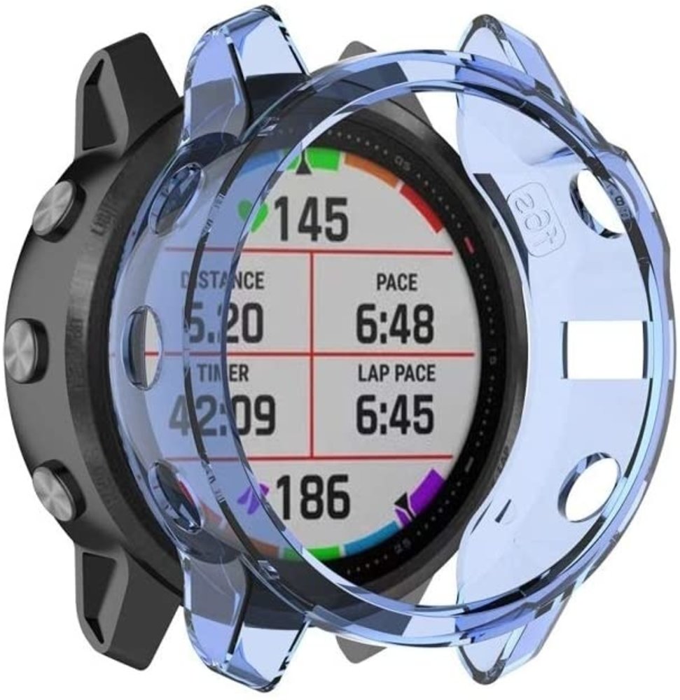 Strap-it® Strap-it Garmin Fenix 6x TPU case (transparant blauw)
