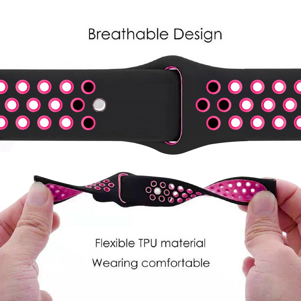 Strap-it® Strap-it Samsung Galaxy Watch 3 sport band 45mm (zwart/knalroze)