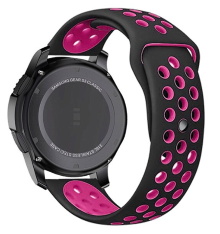 Strap-it® Strap-it Samsung Galaxy Watch 3 sport band 45mm (zwart/knalroze)