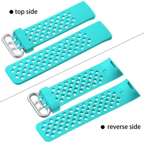 Strap-it® Strap-it Fitbit Charge 3 siliconen bandje met gaatjes (aqua)