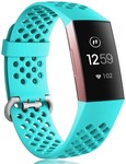 Strap-it® Strap-it Fitbit Charge 3 siliconen bandje met gaatjes (aqua)