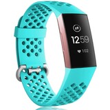 Strap-it® Fitbit Charge 3 siliconen bandje met gaatjes (aqua)
