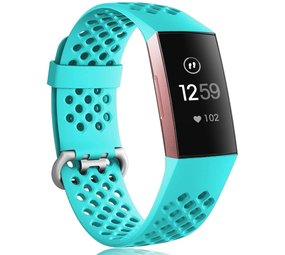 Strap-it® Fitbit Charge 3 siliconen bandje met gaatjes (aqua)