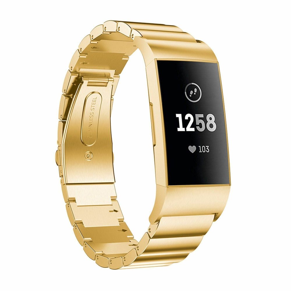 Strap-it® Strap-it Fitbit Charge 4 metalen bandje (goud)