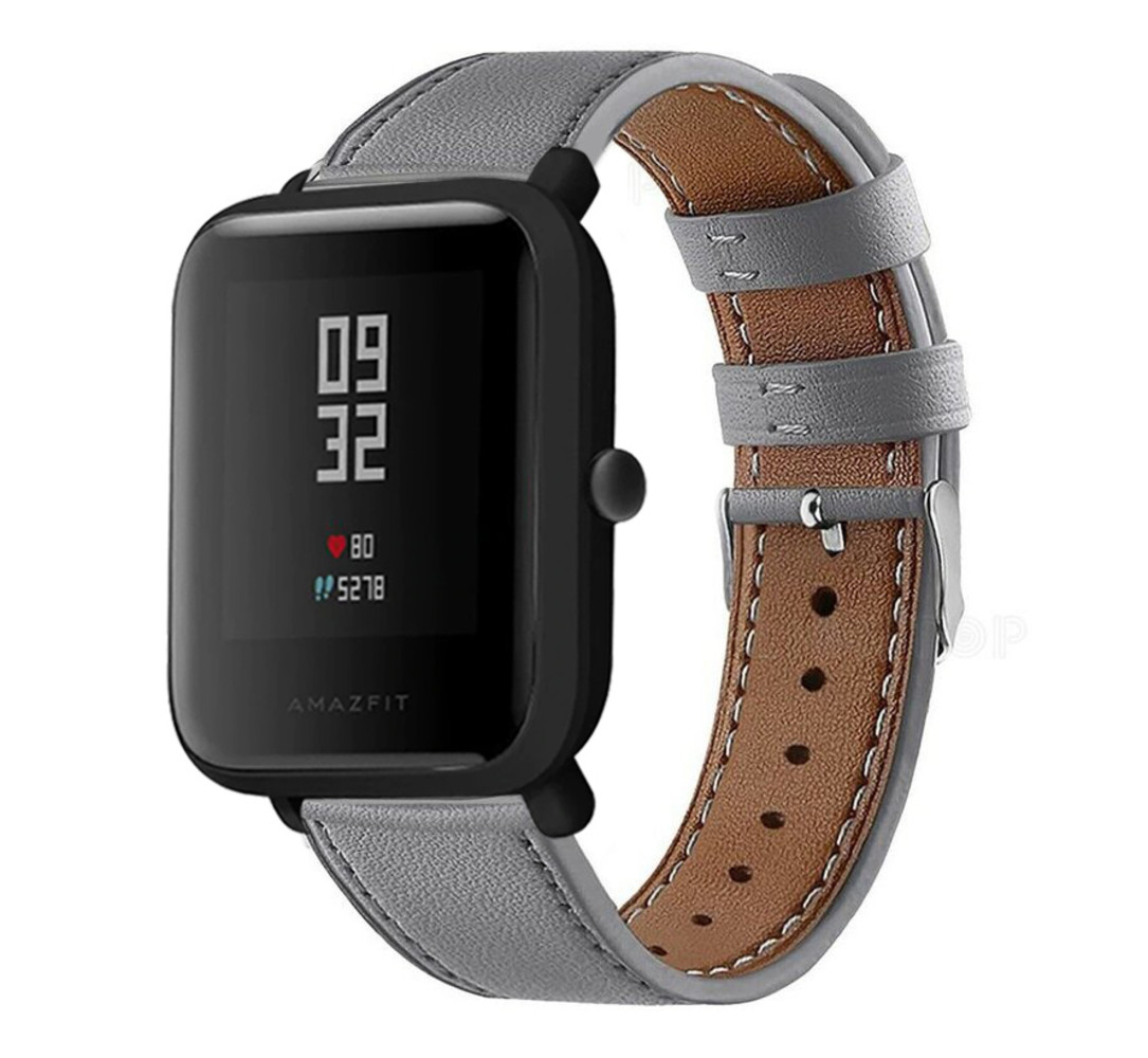 Strap-it® Strap-it Xiaomi Amazfit Bip bandje leer (grijs)