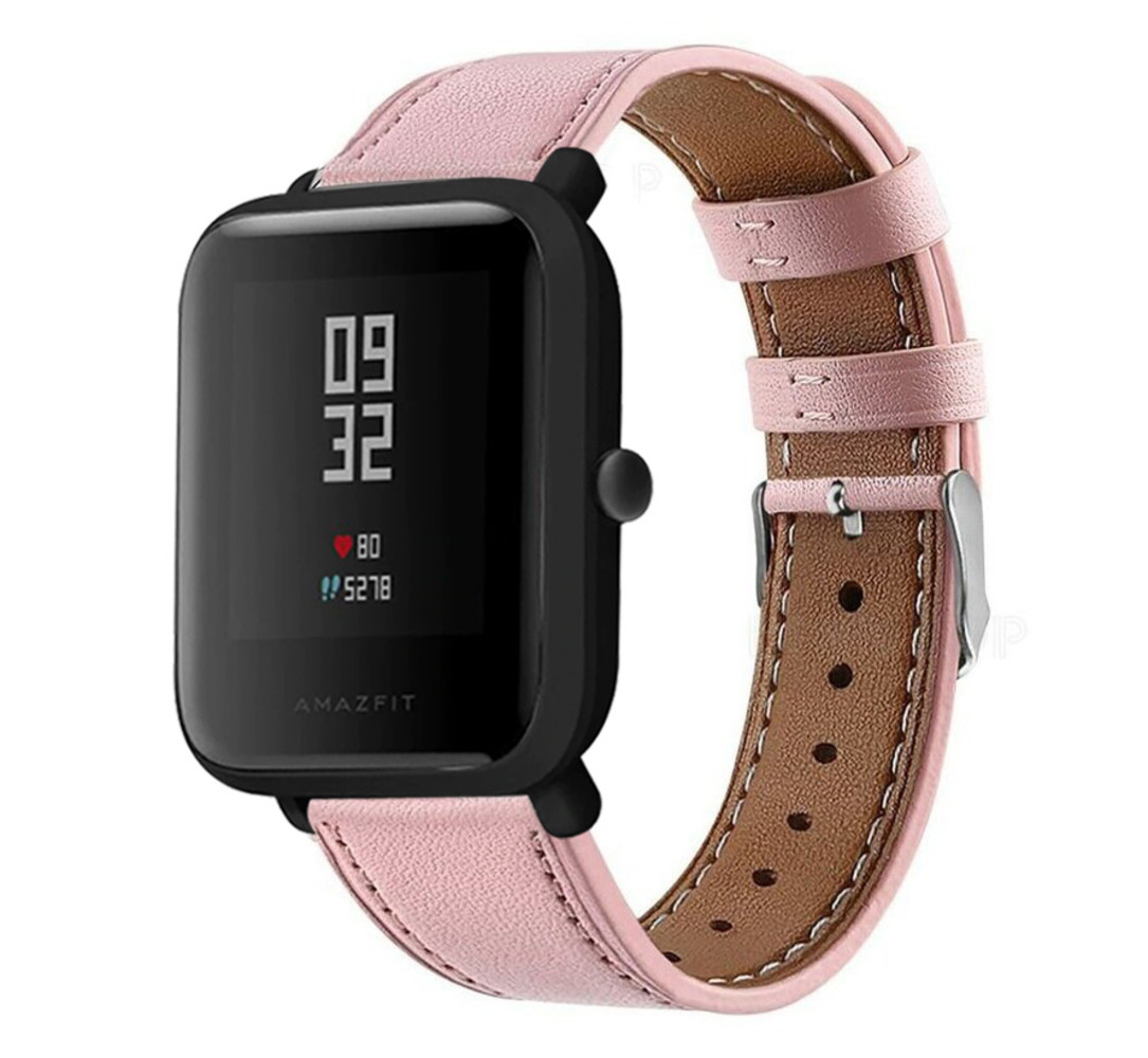 Strap-it® Strap-it Xiaomi Amazfit Bip bandje leer (roze) Strap-it® Strap-it Xiaomi Amazfit Bip bandje leer (roze)