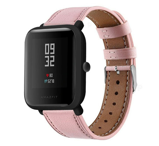 Strap-it® Strap-it Xiaomi Amazfit Bip bandje leer (roze) Strap-it® Strap-it Xiaomi Amazfit Bip bandje leer (roze)