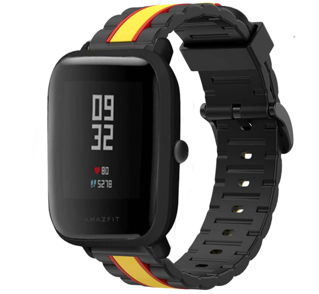 Strap-it® Strap-it Xiaomi Amazfit Bip Special Edition band (zwart/geel) Strap-it® Strap-it Xiaomi Amazfit Bip Special Edition band (zwart/geel)