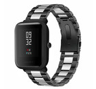 Strap-it® Strap-it Xiaomi Amazfit Bip stalen band (zwart/zilver)
