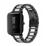 Strap-it® Xiaomi Amazfit Bip stalen band (zwart/zilver)