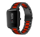 Strap-it® Strap-it Xiaomi Amazfit Bip stalen band (zwart/rood)