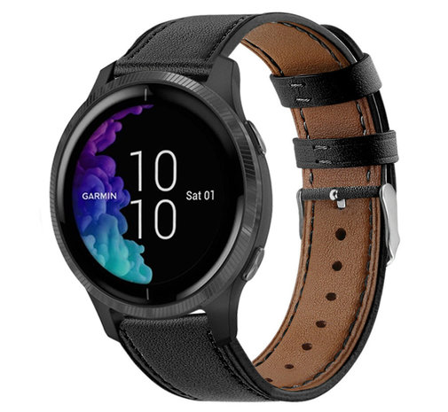 Strap-it® Strap-it Garmin Venu bandje leer (strak-zwart)