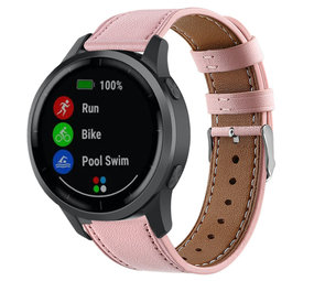 Strap-it® Garmin Vivoactive 4 bandje leer- 45mm - roze Strap-it® Garmin Vivoactive 4 bandje leer- 45mm - roze