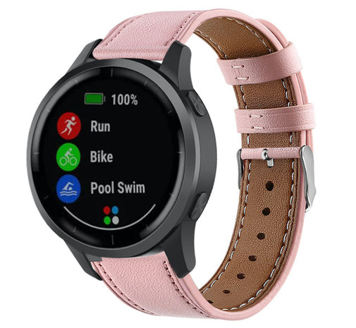Garmin Vivoactive 4 bandje leer roze Smartwatchbanden