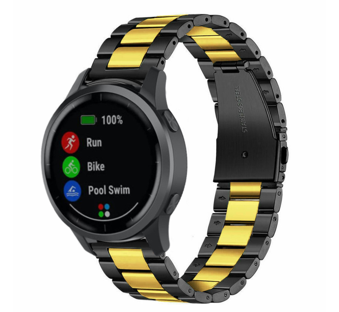 Garmin Vivoactive 4 stalen band zwart goud Smartwatchbanden