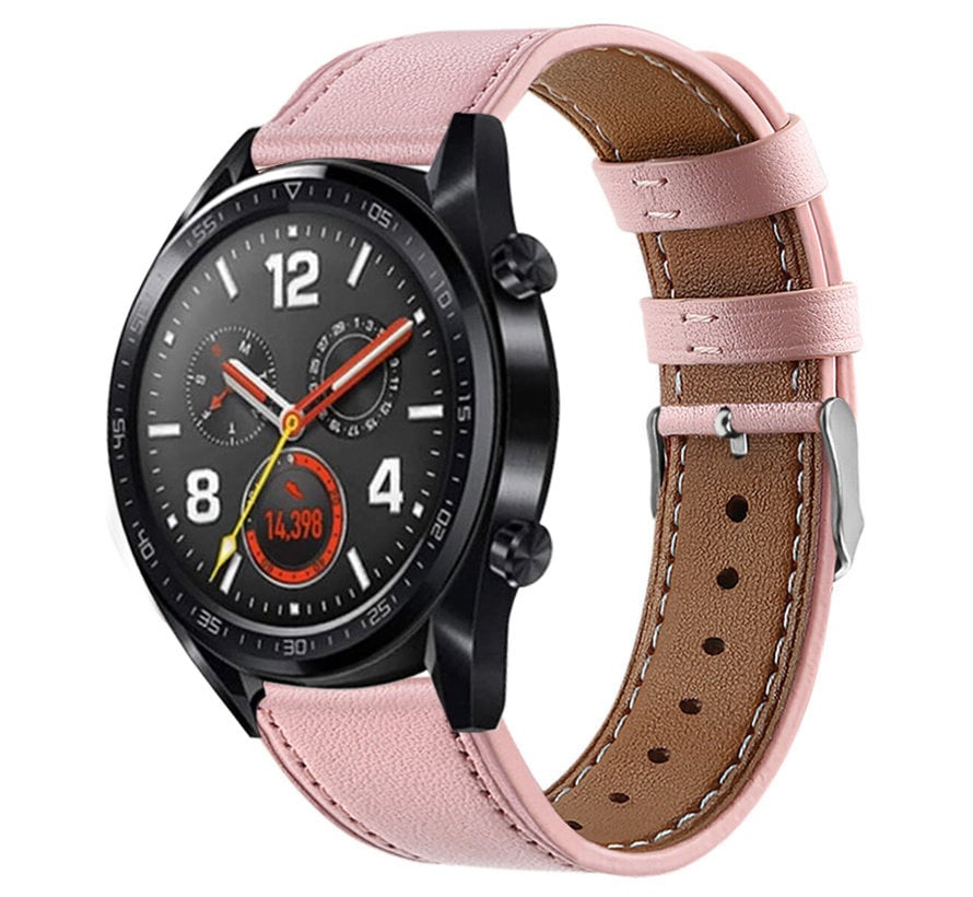 Huawei Watch GT bandje leer (roze) - Smartwatchbanden.nl