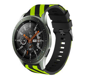 Strap-it® Samsung Galaxy Watch gestreept siliconen bandje 46mm (zwart/geel)