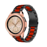 Strap-it® Samsung Galaxy Watch stalen band 42mm (zwart/rood)