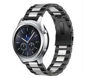 Strap-it® Samsung Gear S3 stalen band (zwart/zilver) Strap-it® Samsung Gear S3 stalen band (zwart/zilver)