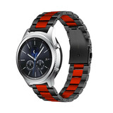 Strap-it® Samsung Gear S3 stalen band (zwart/rood)