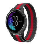 Strap-it® Garmin Venu Milanese band (zwart/rood)
