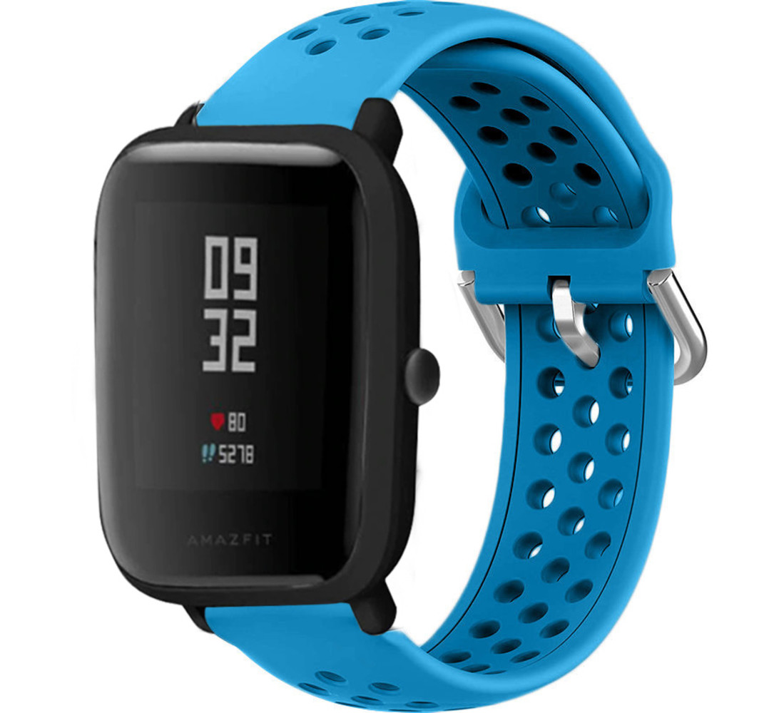 Strap-it® Strap-it Xiaomi Amazfit Bip siliconen bandje met gaatjes (lichtblauw)