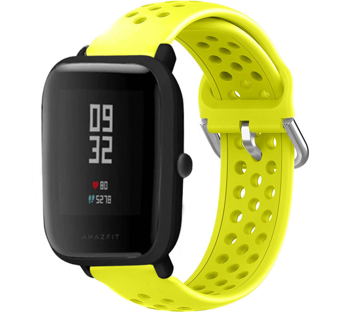 Strap-it® Strap-it Xiaomi Amazfit Bip siliconen bandje met gaatjes (geel)