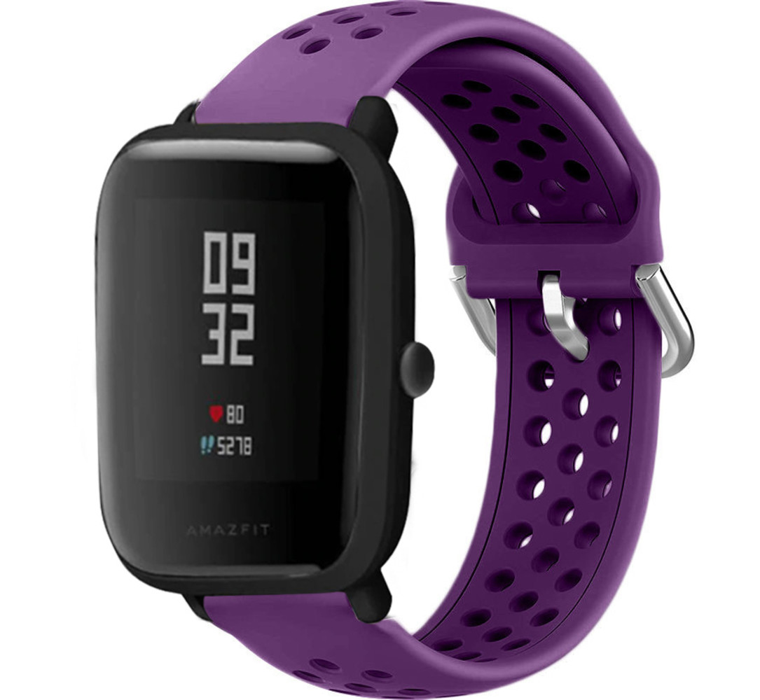 Strap-it® Strap-it Xiaomi Amazfit Bip siliconen bandje met gaatjes (paars)