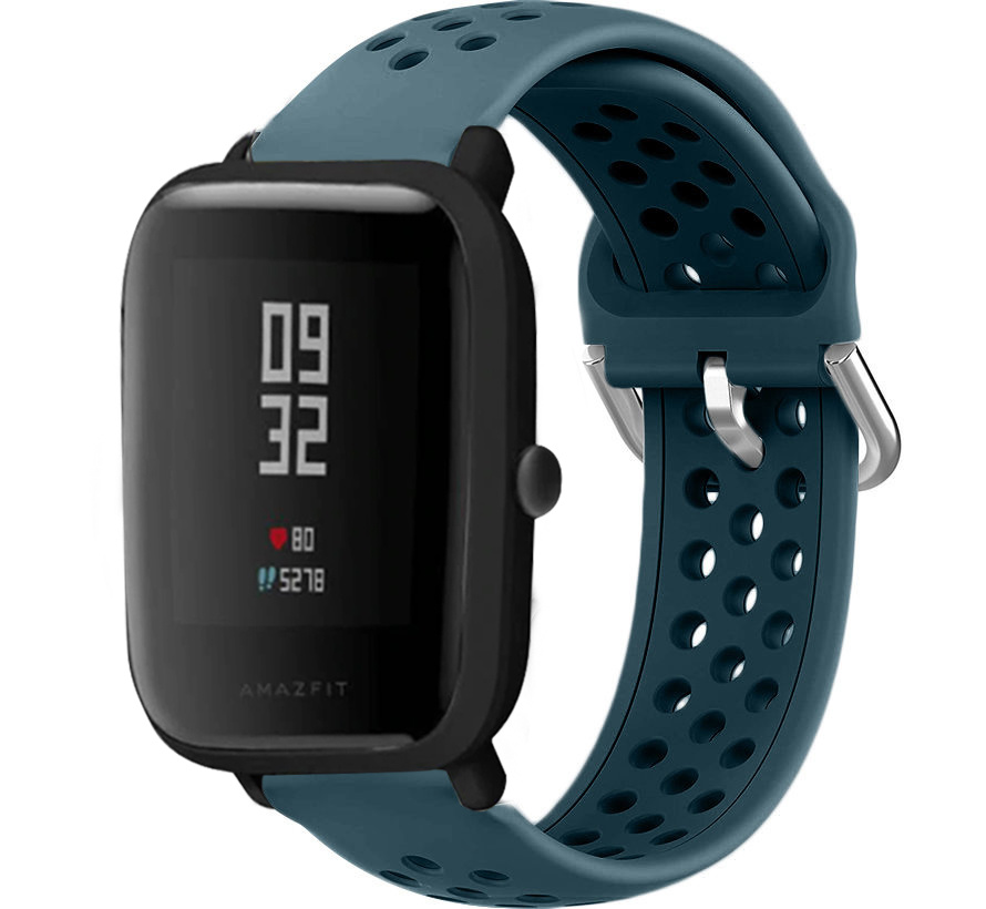 Xiaomi Amazfit Bip siliconen bandje met gaatjes (rock green) -  Smartwatchbanden.nl