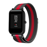 Strap-it® Xiaomi Amazfit Bip Milanese band (zwart/rood)