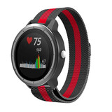 Strap-it® Garmin Vivoactive 3 Milanese band (zwart/rood)