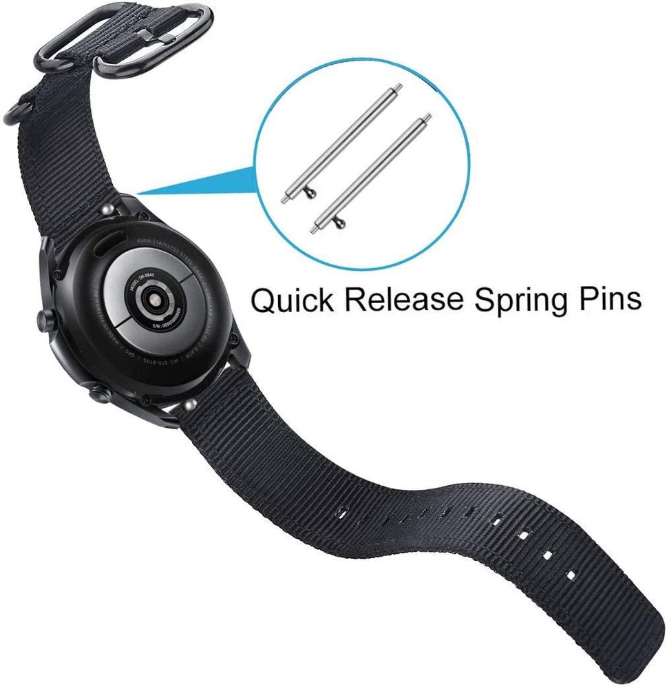 Strap-it® Strap-it Samsung Galaxy Watch 3 - 41mm nylon gesp band (zwart) Strap-it® Strap-it Samsung Galaxy Watch 3 - 41mm nylon gesp band (zwart)