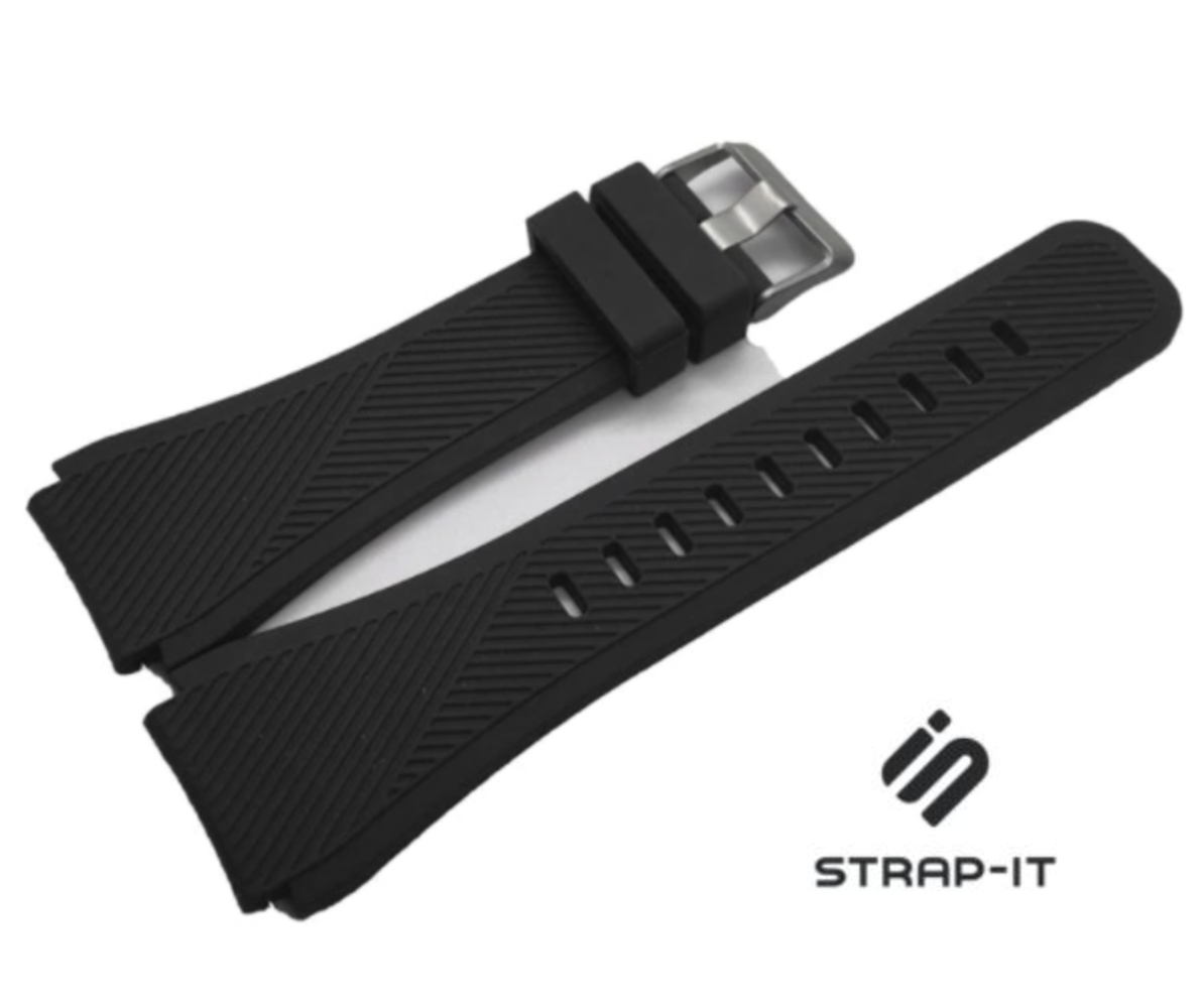 Strap-it 22mm horlogeband siliconen - Quick release watch strap - zwart