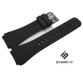 22mm horlogeband siliconen - Quick release watch strap - zwart