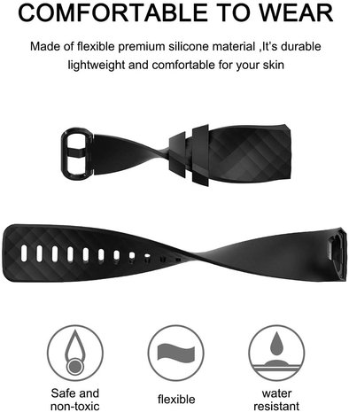 Strap-it Fitbit Charge 4 / Fitbit Charge 3 / Fitbit Charge 3 special edition siliconen bandje - zwart Strap-it Fitbit Charge 4 / Fitbit Charge 3 / Fitbit Charge 3 special edition siliconen bandje - zwart