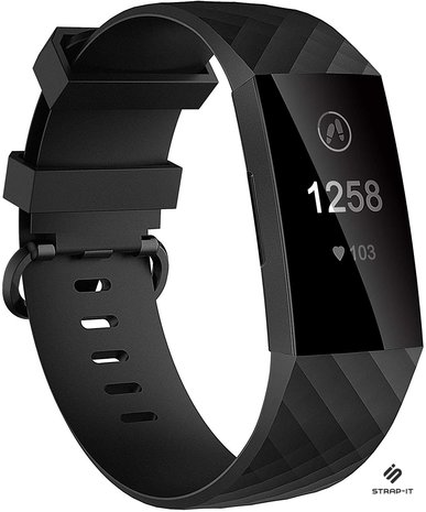 Strap-it Fitbit Charge 4 / Fitbit Charge 3 / Fitbit Charge 3 special edition siliconen bandje - zwart Strap-it Fitbit Charge 4 / Fitbit Charge 3 / Fitbit Charge 3 special edition siliconen bandje - zwart